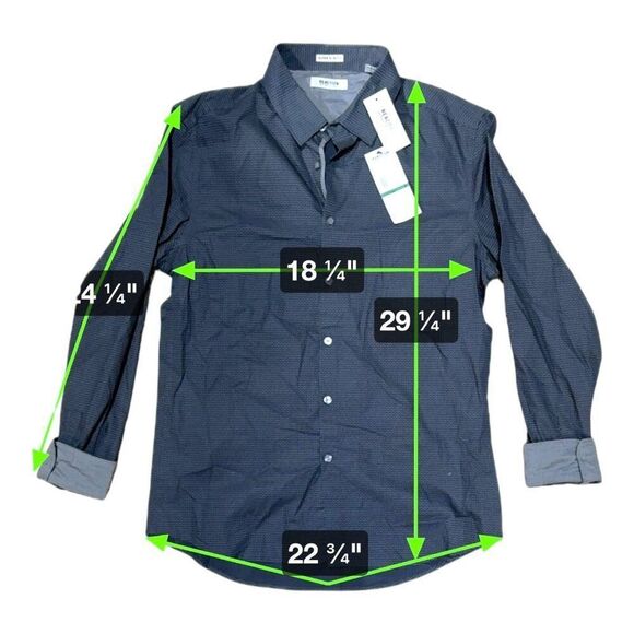 Kenneth Cole Reaction Mens Super Slim Fit Black Combo Dress Shirt L NEW MSRP $69 - Picture 2 of 7